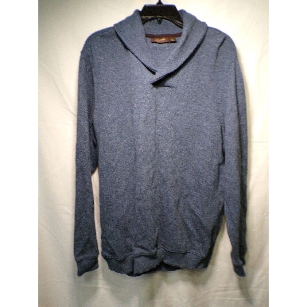 Tasso Elba Men's Gray Shawl Collar Pullover Sweater Large 100% Cotton